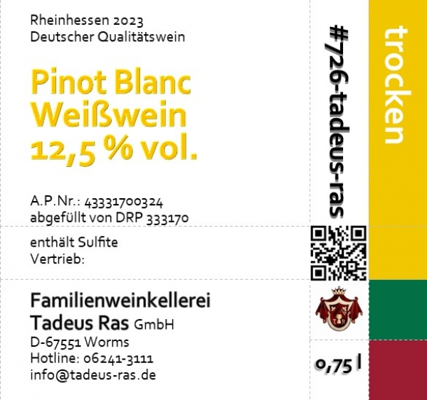 Pinot Blanc Weißwein - 2023